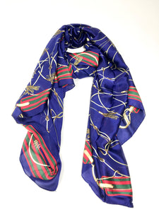 Silk Scarf With Tassel Design - Blue