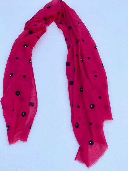 Pearl-Studded Polka Scarf