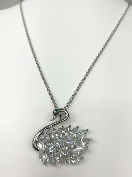 Crystal-studded Swan Sparkle Pendant Necklace, durable and scratch-resistant, perfect for elegant or casual outfits.