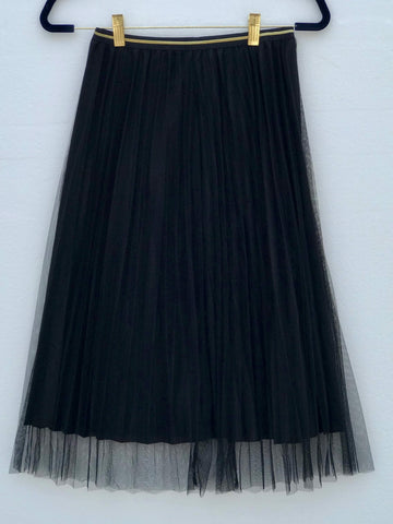 Midi Skirt With Metallic Dust - Black - TARU Clothing