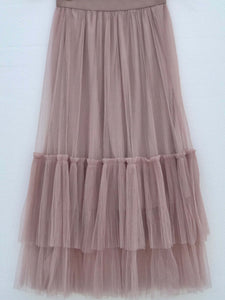 Blush Ruffled Midi Skirt