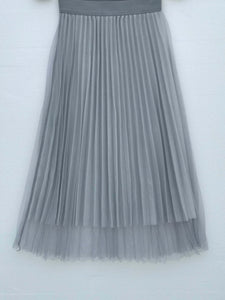 Gleaming Grey Metallic Midi Skirt