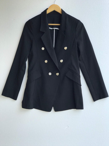 Classic Blazer With Silver Buttons - Black - TARU Clothing