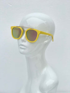 Yellow square sunglasses with tinted lenses and UV protection. Bold, vibrant, and perfect for festivals or casual outings.
