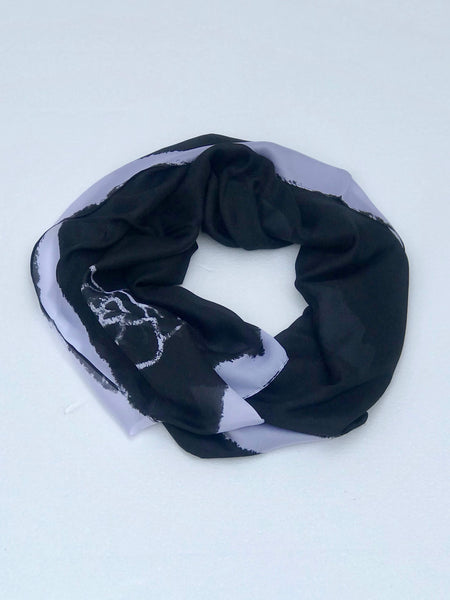 Eternal Bloom Silk Black & White Scarf