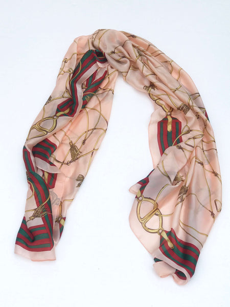 Silk Scarf With Tassel Design - Peach