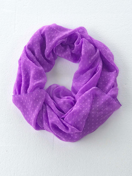 Lightweight scarf with a chic dotted texture, perfect for layering or standalone style, blending comfort and sophistication. Available in Purple, White, Hot Pink, Lime, Rose, Coral, Blue, Black, and Aqua.