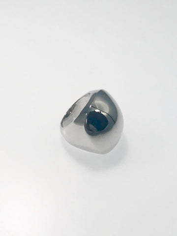 Polished mirror-finish ring with a sleek, simple organic shape, crafted from durable, scratch-resistant ED-Force metal.