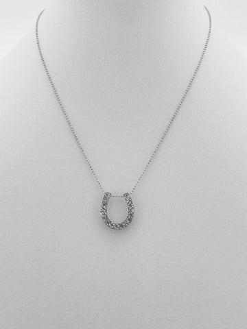 Sparkling horseshoe necklace with dazzling crystals, silver-tone pendant symbolizing luck and elegance, perfect for gifting or daily wear.