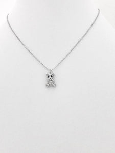 Crystal-studded teddy bear pendant necklace on a delicate chain. Lightweight, stylish, and perfect for everyday glam or gifting.
